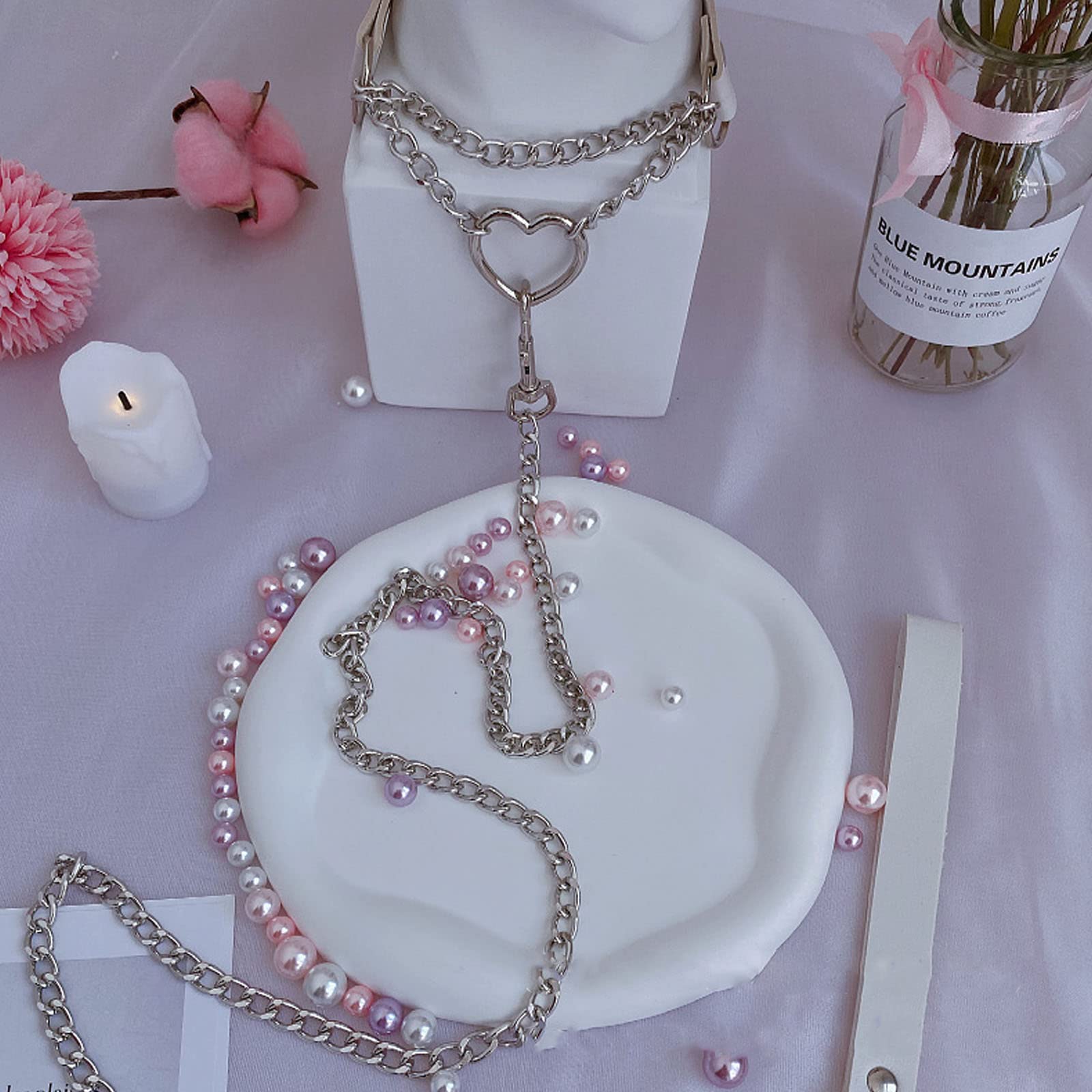 Amazon.co.jp: 首輪 リード付き 人間用 女子 チョーカー ハート 首飾り